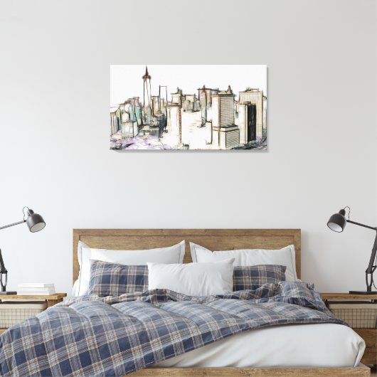 New York Mixed Media Art Canvas Afdruk (Insitu (Slaapkamer))