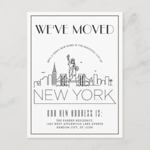 New York Modern Deco   Nieuw Adres Aankondigingskaart