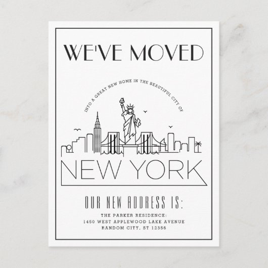 New York Modern Deco | Nieuw Adres Aankondigingskaart (Voorkant)