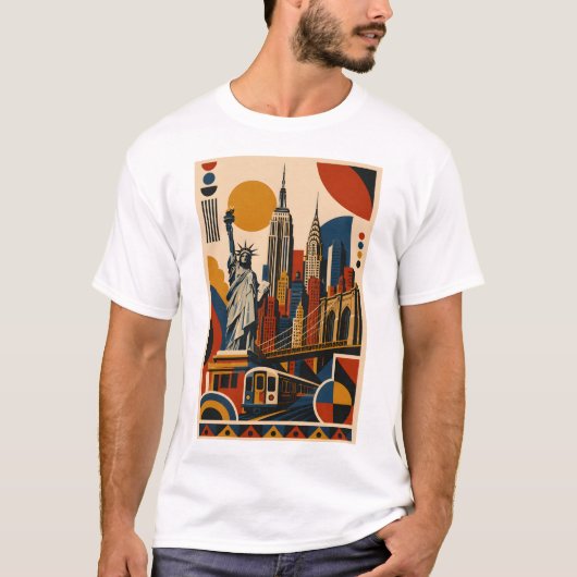 New-York Modern – Geometrisch Kunst T-Shirt (Voorkant)