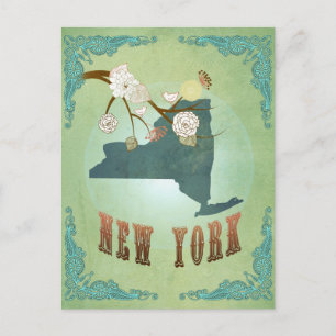 New York Modern  State Map - Green Briefkaart