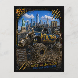 New York Monster Truck Off Road Kunst Briefkaart