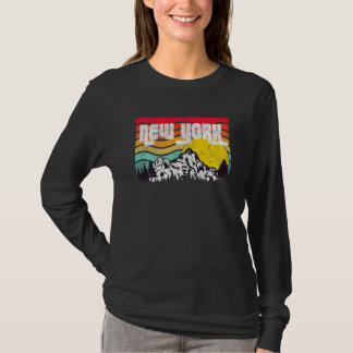 New York Mountains Adirondacks Bossen Vintage Zon T-shirt