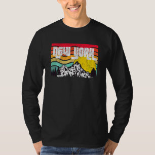 New York Mountains Adirondacks Bossen Vintage Zon T-shirt