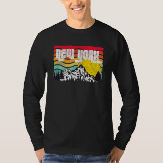 New York Mountains Adirondacks Bossen Vintage Zon T-shirt