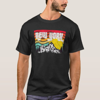 New York Mountains Adirondacks Bossen Vintage Zon T-shirt