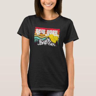 New York Mountains Adirondacks Bossen Vintage Zon T-shirt