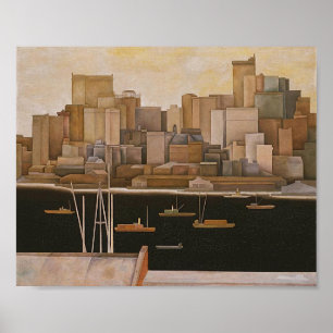 New York, Neder-Manhattan van Stefan Hirsch, 1920 Poster