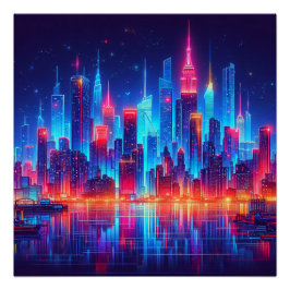 New York Neon Lights Perfect Poster