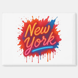 New York Neon Street Art - Kleurrijke Retro Magneet