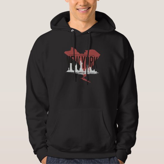 New York New York City Skyline Silhouette Outline  Hoodie (Voorkant)