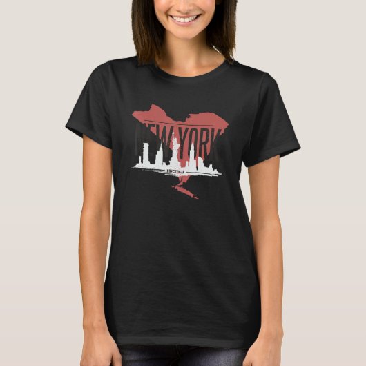 New York New York City Skyline Silhouette Outline T-shirt (Voorkant)