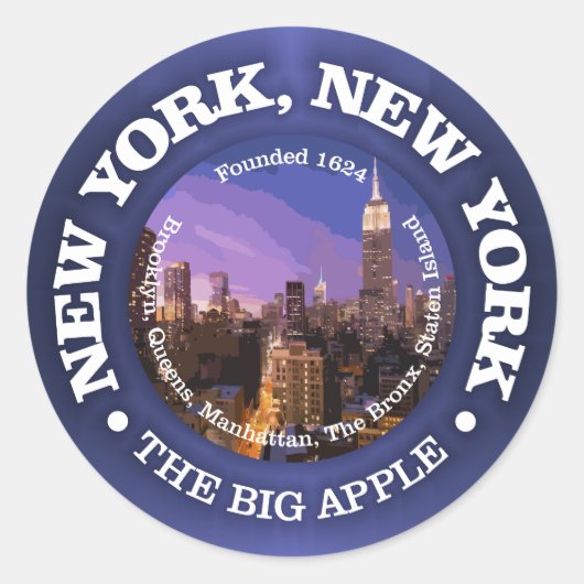 New York, New York (steden) Ronde Sticker (Voorkant)
