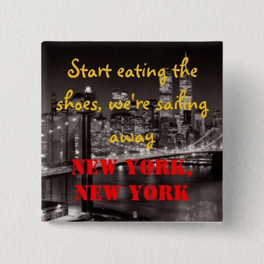 New York New York Vierkante Button 5,1 Cm (Voorkant)