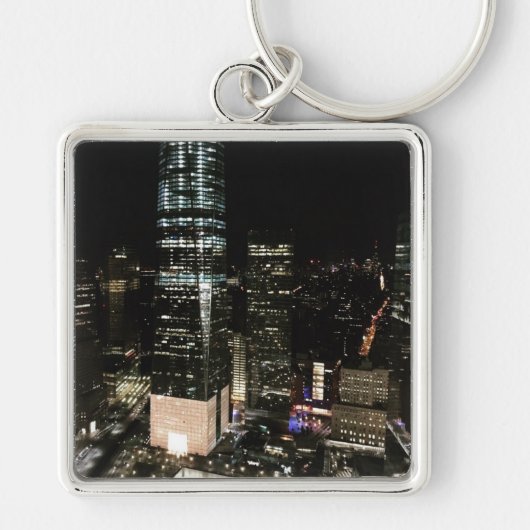 New York Night Downtown Manhattan Skyline NYC Sleutelhanger (Voorkant)