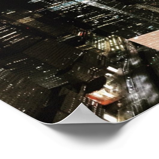 New York Night Downtown NYC Manhattan Skyscrapers Poster (Hoek)