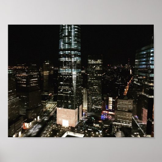 New York Night Downtown NYC Manhattan Skyscrapers Poster (Voorkant)