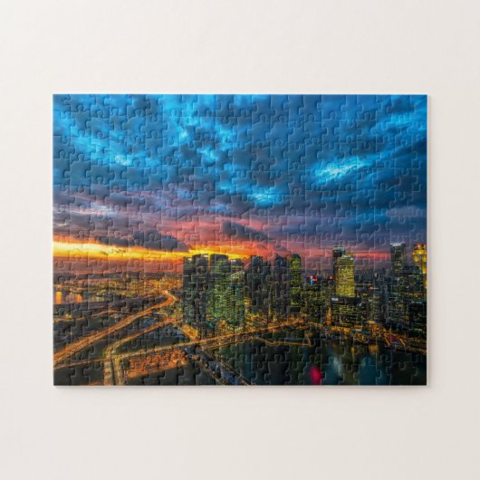 New York Night Skyline Foto Legpuzzel (Horizontaal)