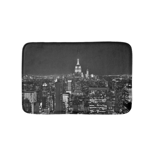 New York night skyline in zwart-wit Badmat (Voorkant)