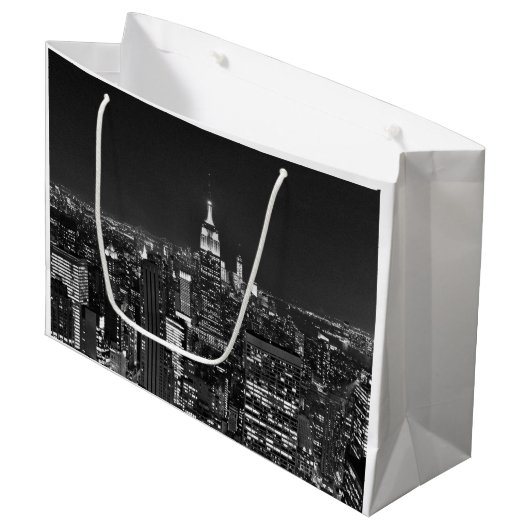 New York night skyline in zwart-wit Large Cadeautasje (Voorkant Gekanteld)