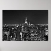 New York night skyline in zwart-wit Poster (Voorkant)