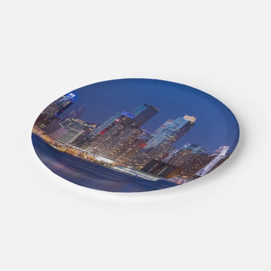 New York night skyline Papieren Bordje (Gekanteld)