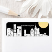 New York Night Skyline Silhouette Label (Insitu)