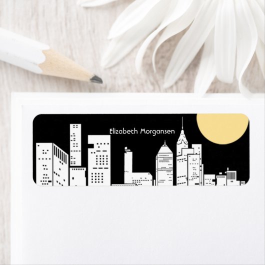 New York Night Skyline Silhouette Label (Insitu)