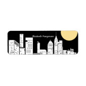 New York Night Skyline Silhouette Label (Voorkant)