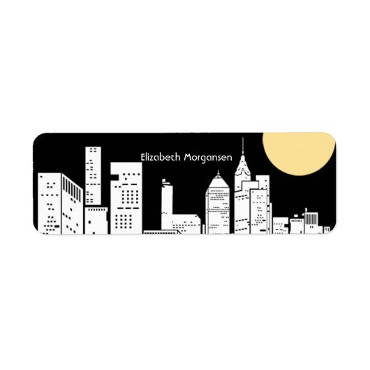 New York Night Skyline Silhouette Label (Voorkant)