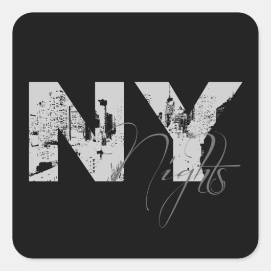 New York Nights Vierkante Sticker (Voorkant)