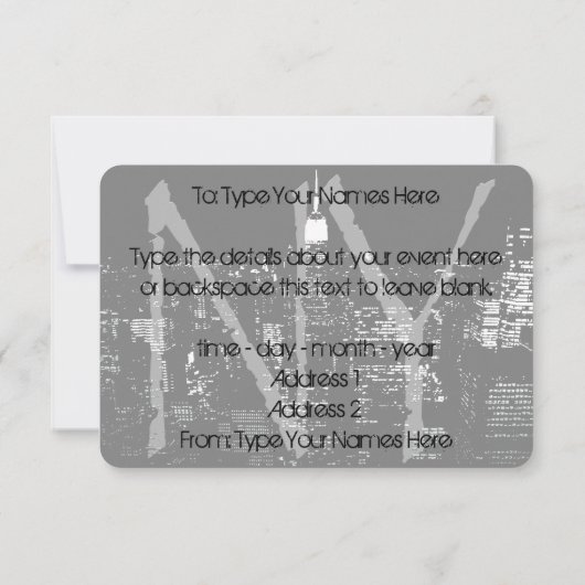 New York nodigt speciale New York RSVP uit Kaart (Achterkant)