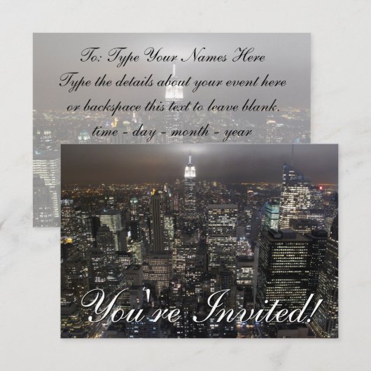 New York nodigt speciale New York RSVP uit Kaart (Voorkant / Achterkant)