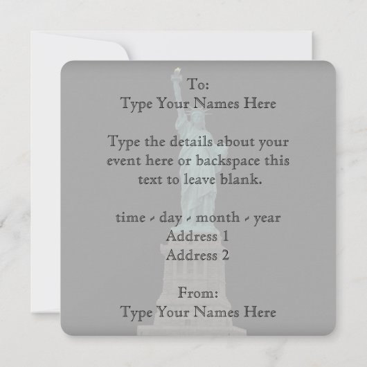 New York nodigt speciale New York RSVP uit Kaart (Achterkant)