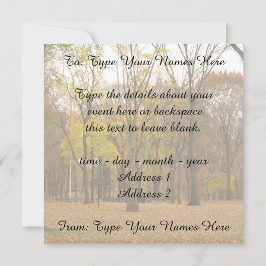 New York nodigt speciale New York RSVP uit Kaart (Achterkant)