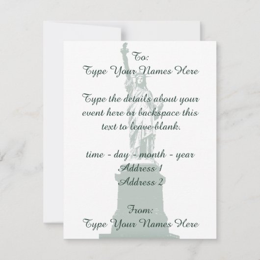 New York nodigt speciale New York RSVP uit Kaart (Achterkant)