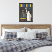 New York Northwest Airlines Stretched Canvas Print (Insitu (Slaapkamer))