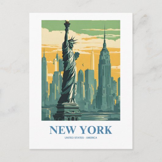 New York Nostalgic Travel Briefkaart (Voorkant)