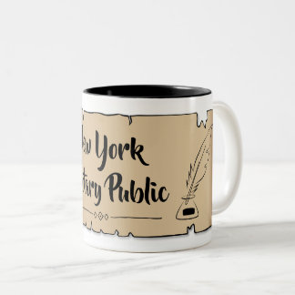 New York Notional Public Scroll Feather Quill Tweekleurige Koffiemok
