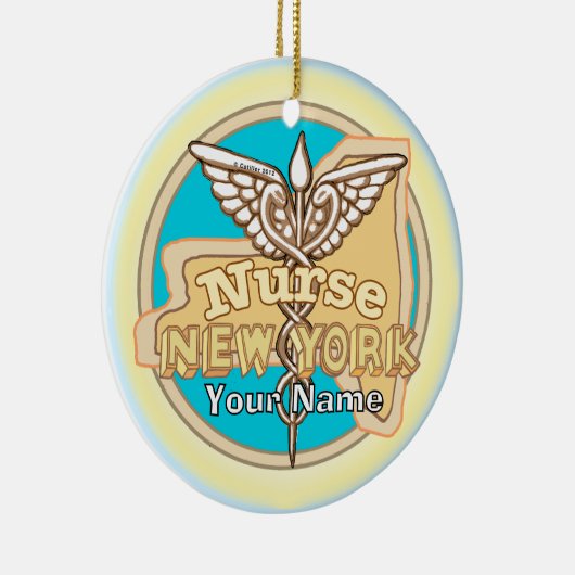 New York Nurse Caduceus  Keramisch Ornament (Rechts)