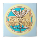 New York Nurse Caduceus Tile Tegeltje (Voorkant)