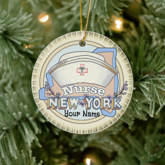 New York Nurse Keramisch Ornament (Boom)