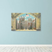 New York, NY - City College Uitzicht van Vlag Canvas Afdruk (Insitu (Houten vloer))