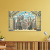 New York, NY - City College Uitzicht van Vlag Canvas Afdruk (Insitu (Woonkamer))