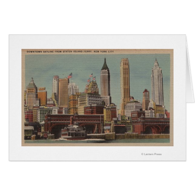 New York, NY - Downtown Skyline uit Staten (Voorkant Horizontaal)