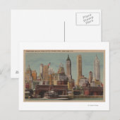 New York, NY - Downtown Skyline uit Staten Briefkaart (Voorkant / Achterkant)