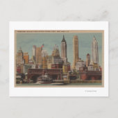 New York, NY - Downtown Skyline uit Staten Briefkaart (Voorkant)