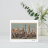 New York, NY - Downtown Skyline uit Staten Briefkaart (Staand voorkant)