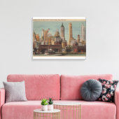 New York, NY - Downtown Skyline uit Staten Canvas Afdruk (Insitu (Woonkamer))