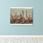 New York, NY - Downtown Skyline uit Staten Canvas Afdruk (Insitu (Houten vloer))